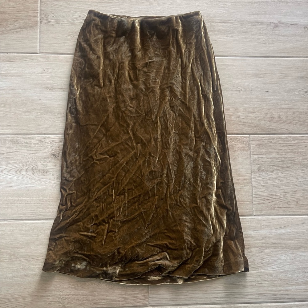 Maeve by Anthropology Olive Velvet‎ Skirt